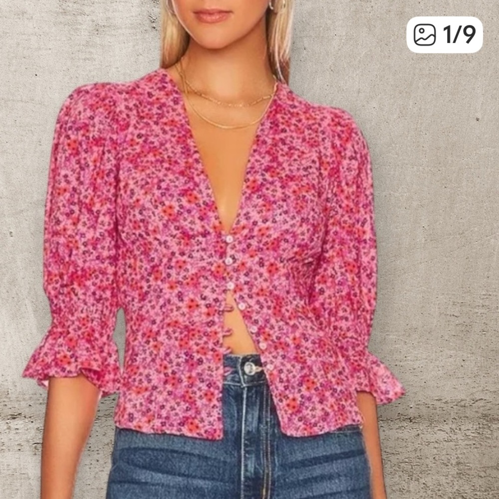 Free People I Found You Blouse, Size Large. EUC
